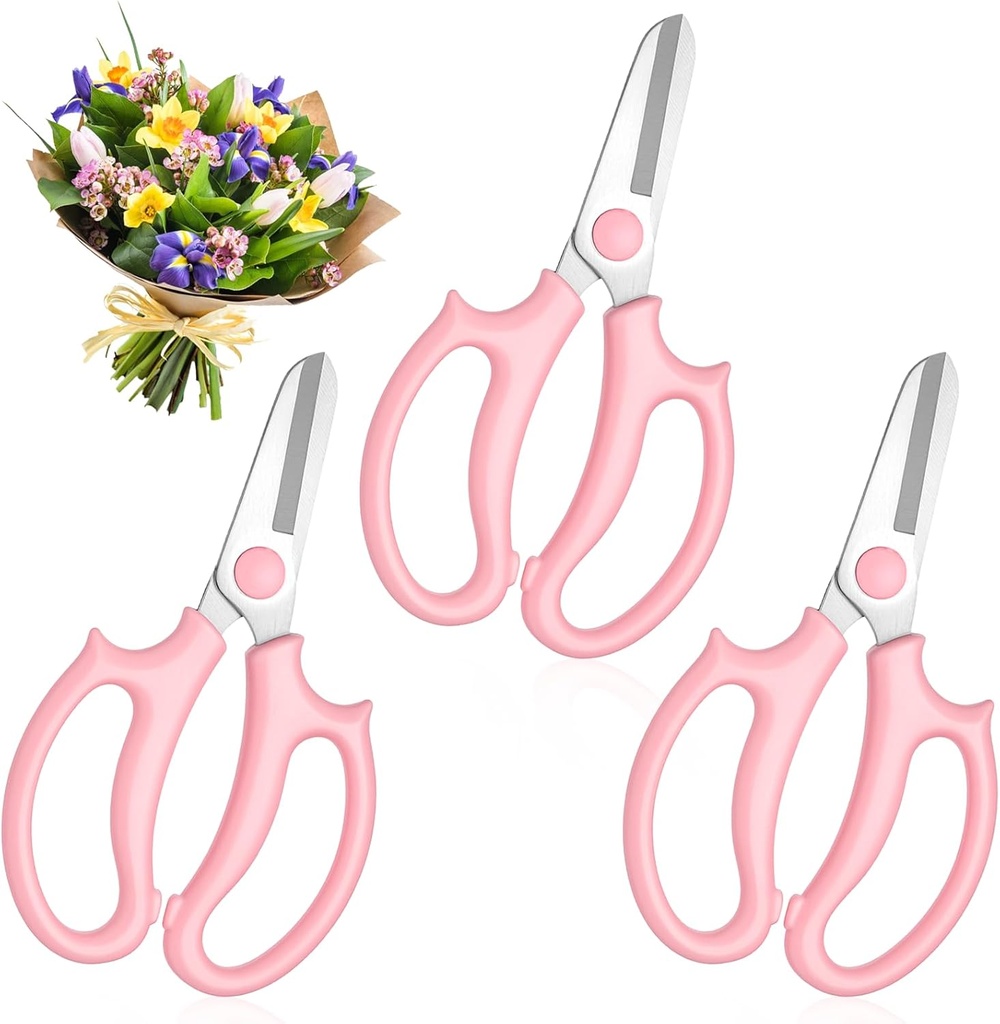 3 PCS Pink flower scissors, Strong Thickened floral shears, flower scissors for cutting fresh flowers, Branches and Leaves, Flowers Arrangement Supplies