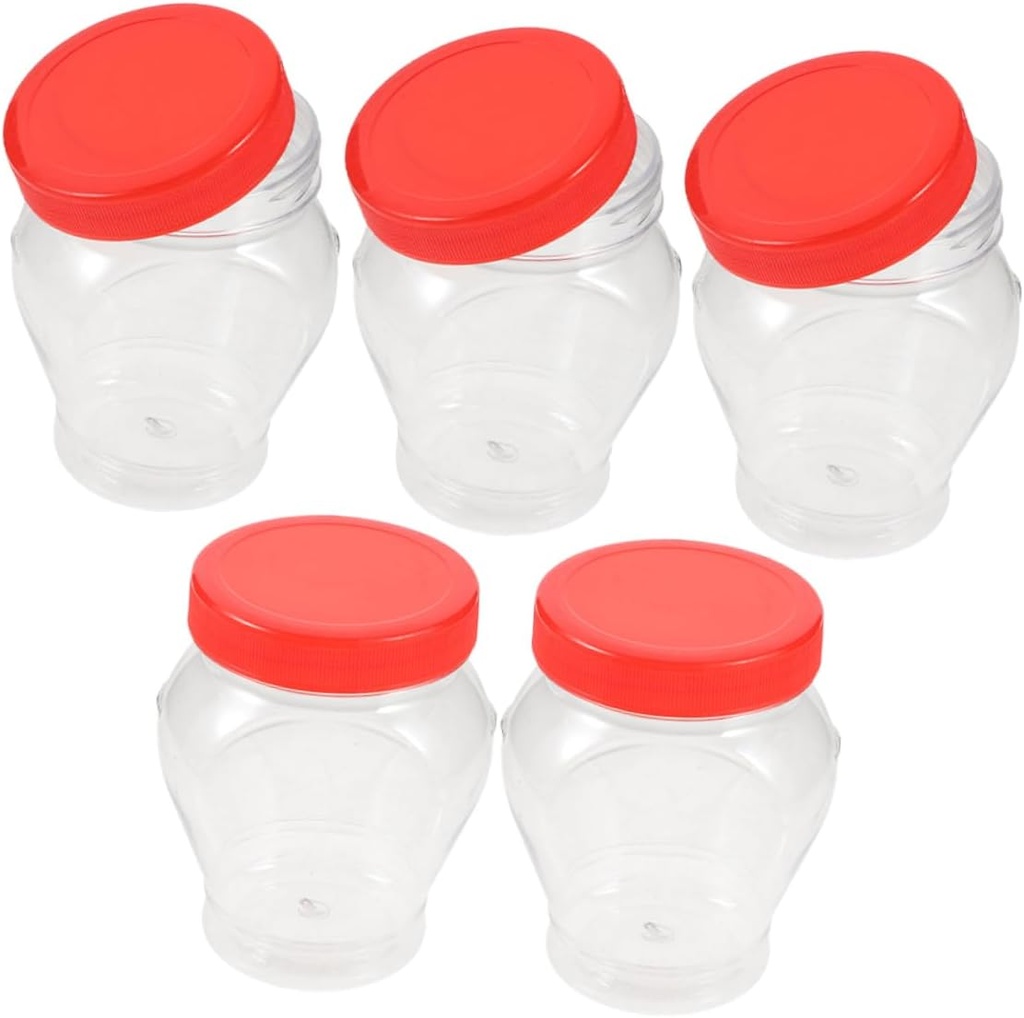 ELAYARD 5pcs Plastic Candy Jars Secure Lid Heart Shaped Food Containers for Storing Spices Cookies and Pickled Vegetables Versatile Plastic Storage