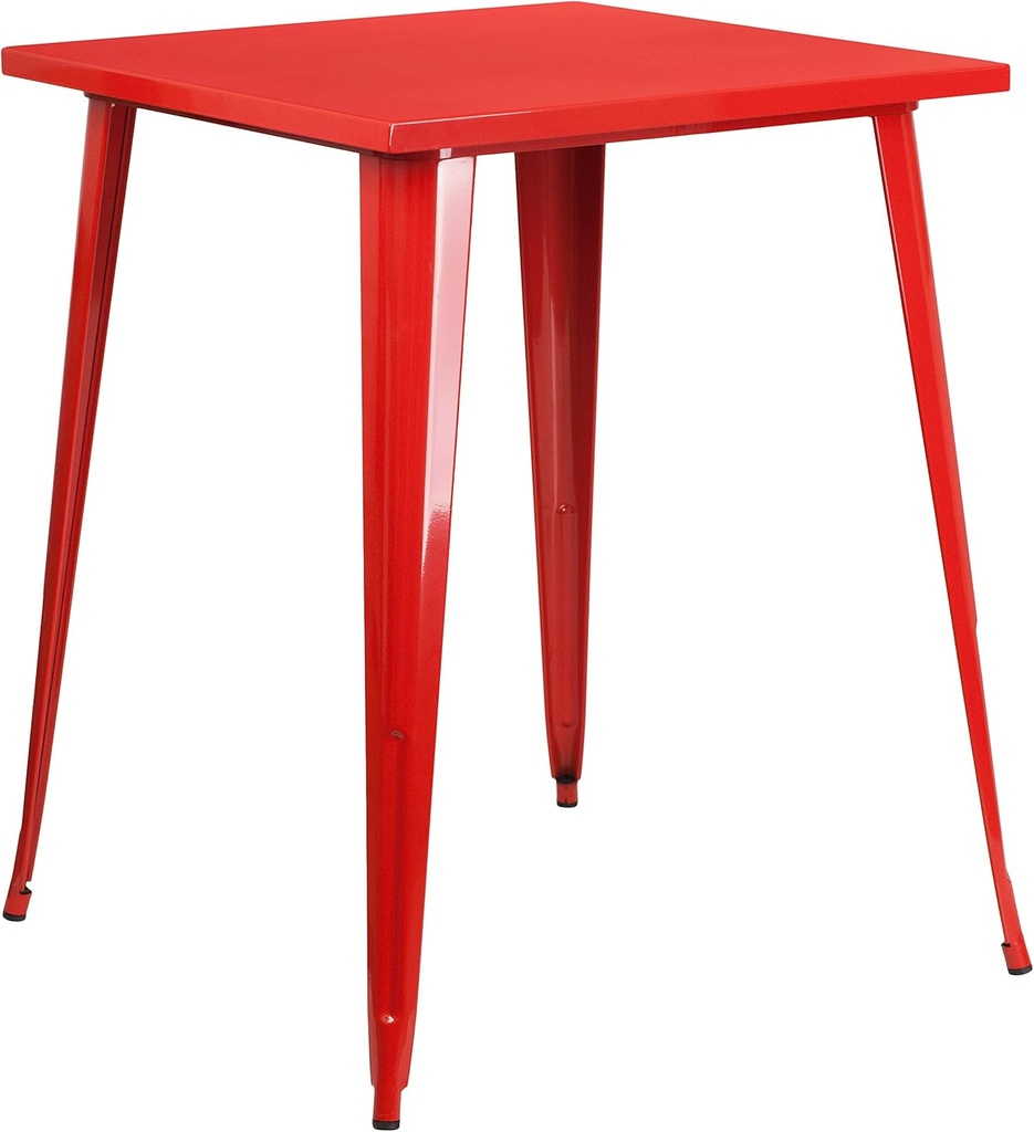 Flash Furniture Nolan Commercial Grade 31.5" Square Red Metal Indoor-Outdoor Bar Height Table