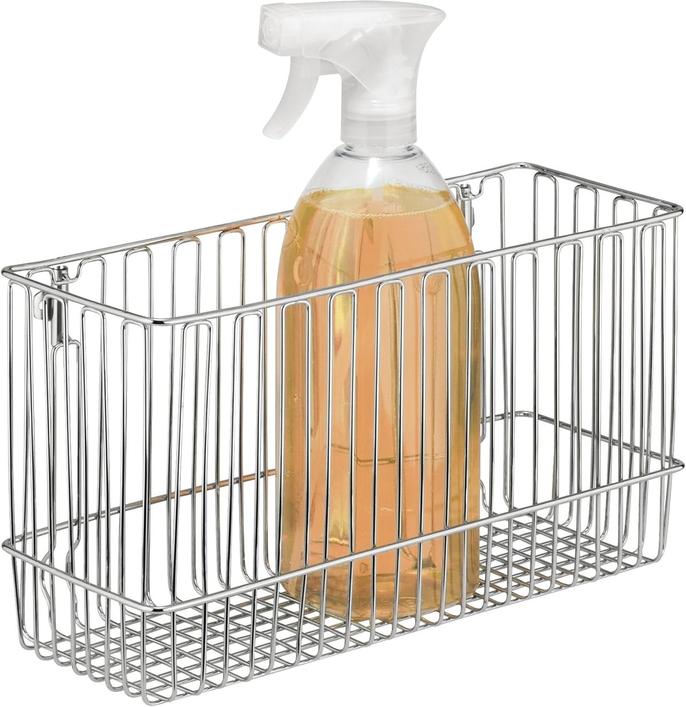 iDesign Classico Steel Wire Over-The-Cabinet Door Hanging Storage Basket - 5.2" x 11.4" x 13.4", Chrome