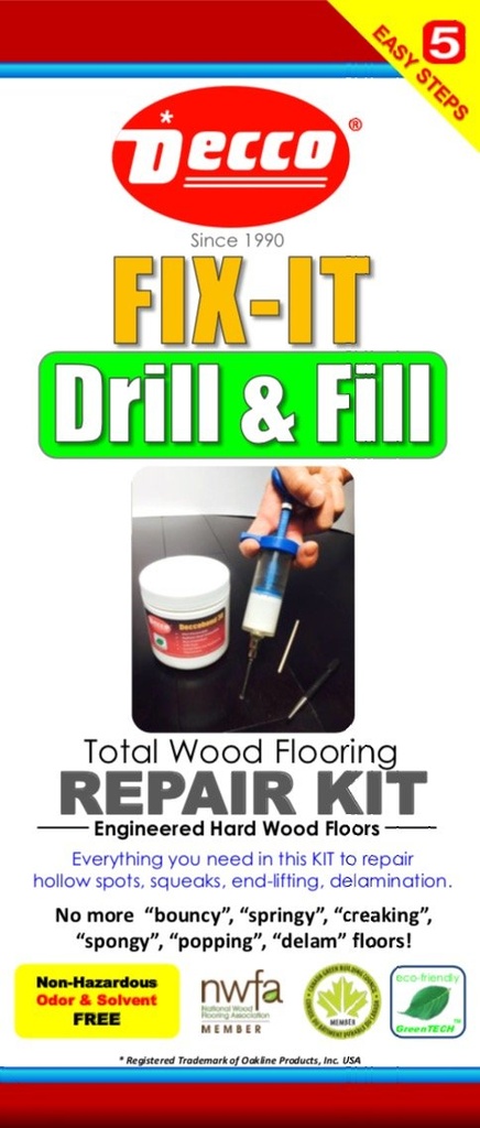 Deccobond Wood Floor Repair Kit, FIX-IT, Drill & Fill