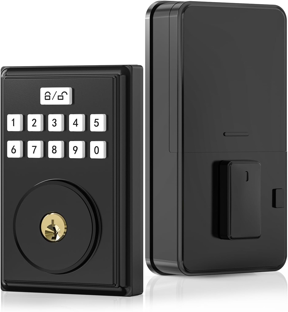 OOCC Keyless Entry Smart Keypad Door Lock - Deadbolt with 2 Keys, Auto Lock, Easy Installation, Matte Black