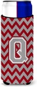 Letter Q Chevron Crimson and Grey Ultra Beverage Insulators for slim cans
