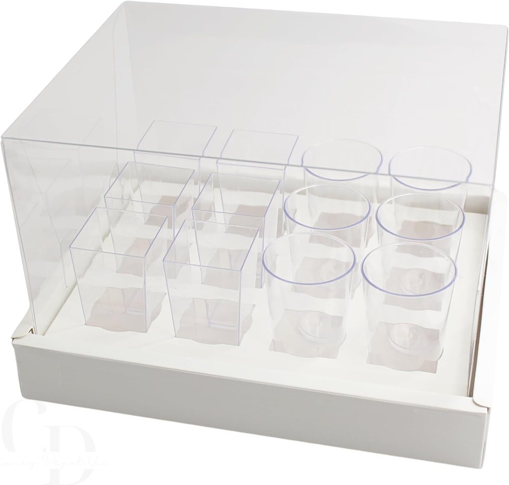 Dessert shooter square and round 3oz cup transport boxes- 5 pack