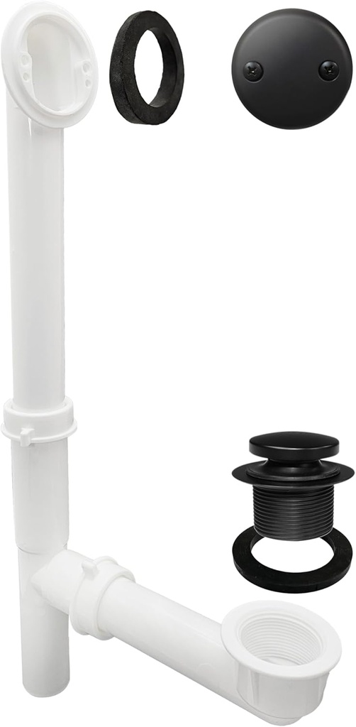 Westbrass 593244-62 White 1-1/2" Tubular Tip Toe Bath Waste Drain Kit, Matte Black, 1 Pack