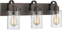 Emliviar Bathroom Vanity Light Fixtures - 3-Light Farmhouse Wall Light for Bathroom, Oil Rubbed Bronze Finish with Clear Glass, YCE237B-3W ORB