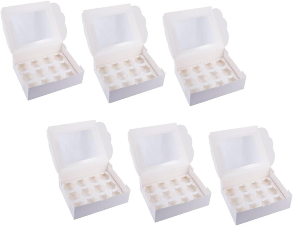 Alipis 6pcs Cupcake Boxes for Muffins and Cakes Paper Cake Packaging for Bakery Treats and Parties White Without Ribbon