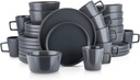 Stone Lain 32 Piece Stoneware Dinnerware Set, Service for 8, Gray Matte