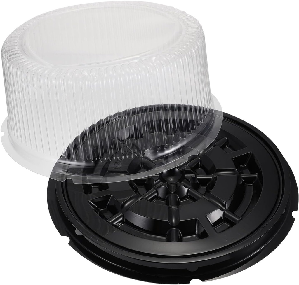 Tofficu 5pcs Transparent Cake Containers Non- Design Cover for Single Cake Display for Bakery Desserts and Pudding Storage