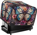 4 Slice Toaster Cover with Two Pockets for Storing knife Super Soft Appliance Covers Butterfly Floral Dust Cover for Kitchen Small Oven-Cover Kitchen Bread Machine Protector Covers