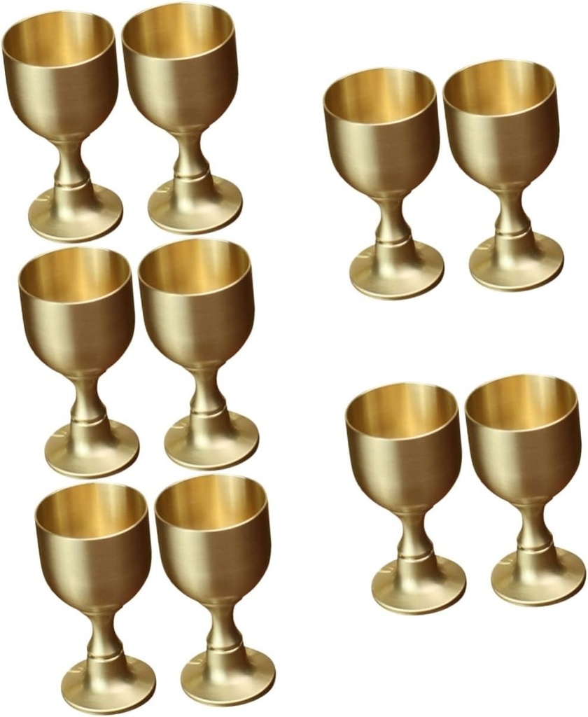 10pcs Copper Alloy Altar Goblet Decorative Metal Drinking Cups for Water Offering High for Worship and Ceremonies