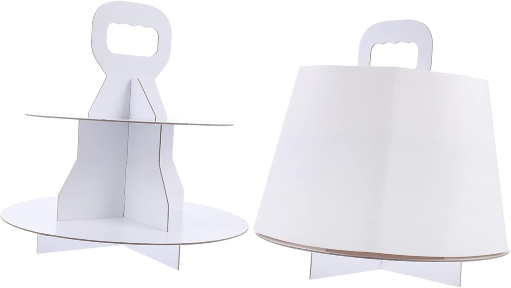 Double Layer Dessert Cake Box Portable Organizer Food Grade Safe Cake Packaging for Muffins Cupcakes Bakery Treats White Sleeve for Shops Home Use