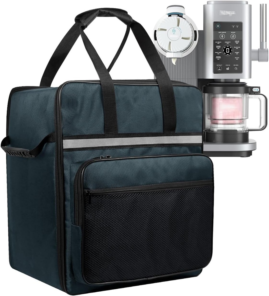 Ice Cream Maker Carrying Case Frozen Sorbet Maker Travel Bag Waterproof Anti-Static Oxford Cloth Storage Bag for Ninja NC701 Swirl by CREAMi Ice Cream and 16oz Soft Serve Maker