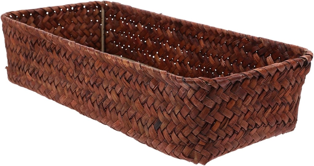 GLEAVI Woven Cutlery Storage Basket Multi-functional Sundries Organizer for Tabletop Utensils Made from Straw Material Rustic Design