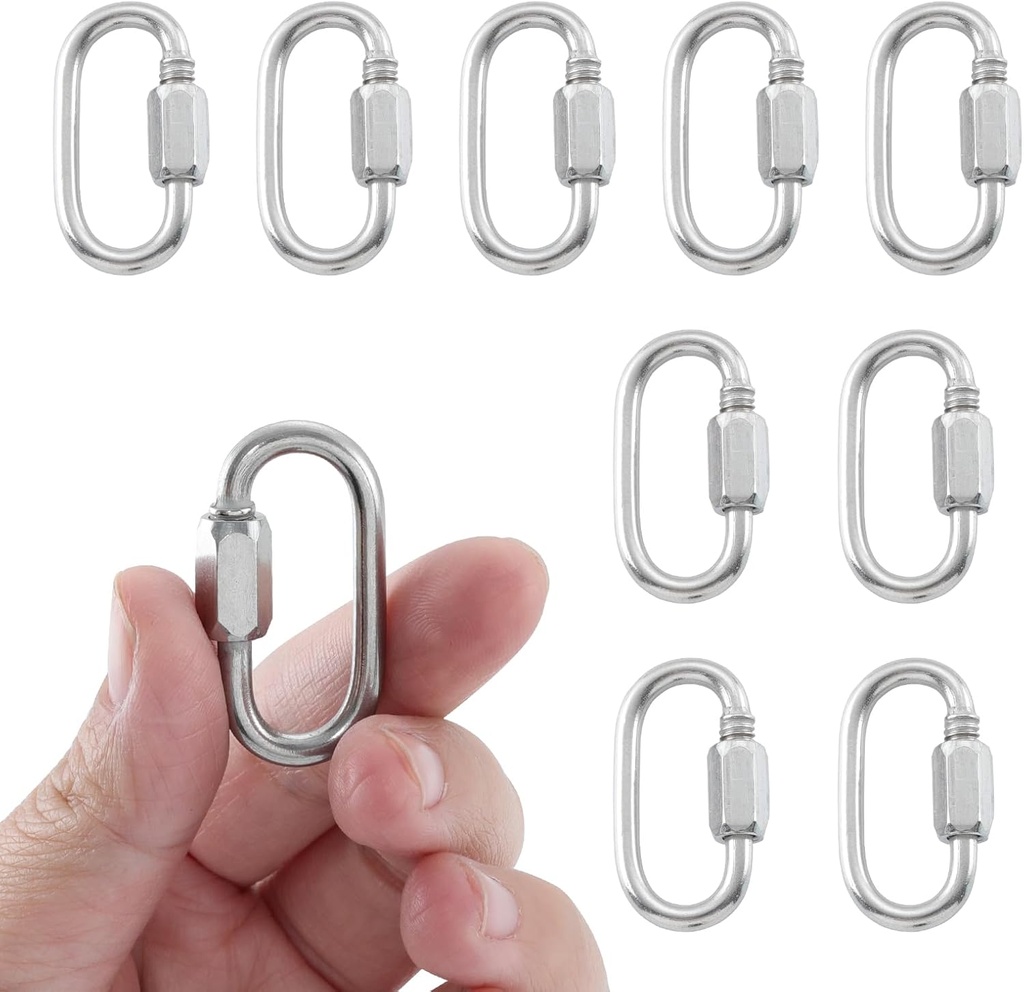 HOME MASTER HARDWARE Quick Chain Link，Stainless Steel Chain Quick Link，Small Locking Carabiner Links Threaded，Chain Connector