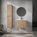 24" Single Sink Bathroom Vanity Modern Wall-Mounted Bathroom Vanity with Sink 24-Inch Small Floating Bathroom Vanities Set Storage Cabinet with 2 Side Cabient, Natural Oak