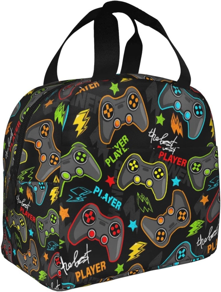 Game Lunch Bag Gaming, Player Game Controller Video Gamepad Insulated Reusable Lunch Box Portable Handbag Box Travel Beach Picnic