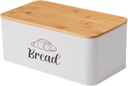 Bread Box with Bamboo Lid for Kitchen Countertop Versatile Kitchenware Bread Bin for Bakery Baked Goods Home Pantry Donuts, White