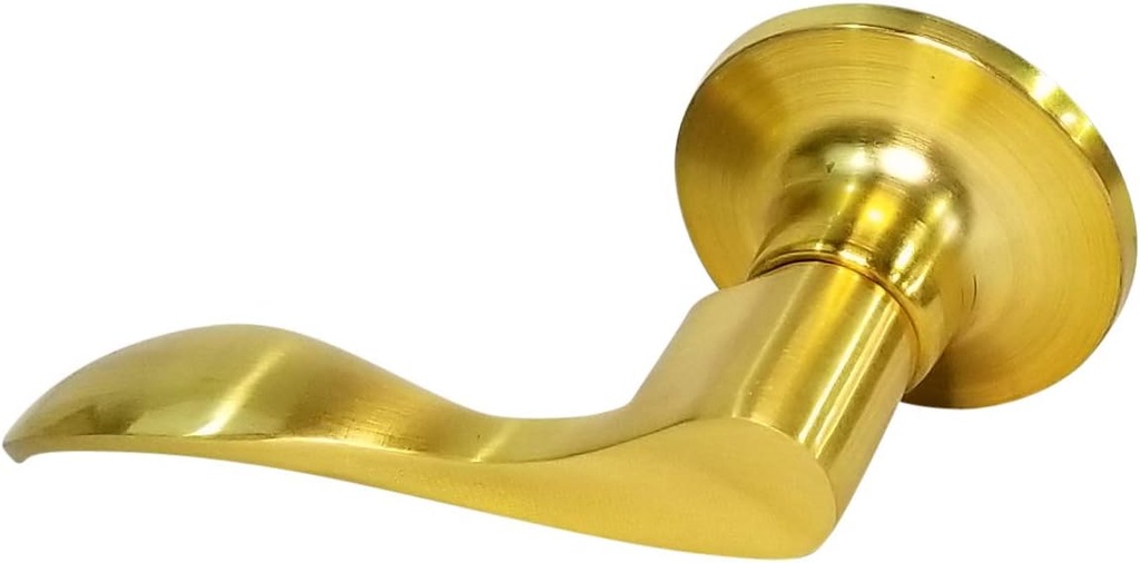 Dummy Closet Door Lock Lever Handle New Wave Style Satin Satin Brass LH