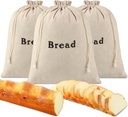 Woanger 3 Pieces Linen Bread Bags Burlap Reusable Drawstring Bread Bags 12 x 15 Inch Unbleached Loaves Pastries Pouch Handmade Food Storage for Bakery Picnic Wedding Wrapping Camping