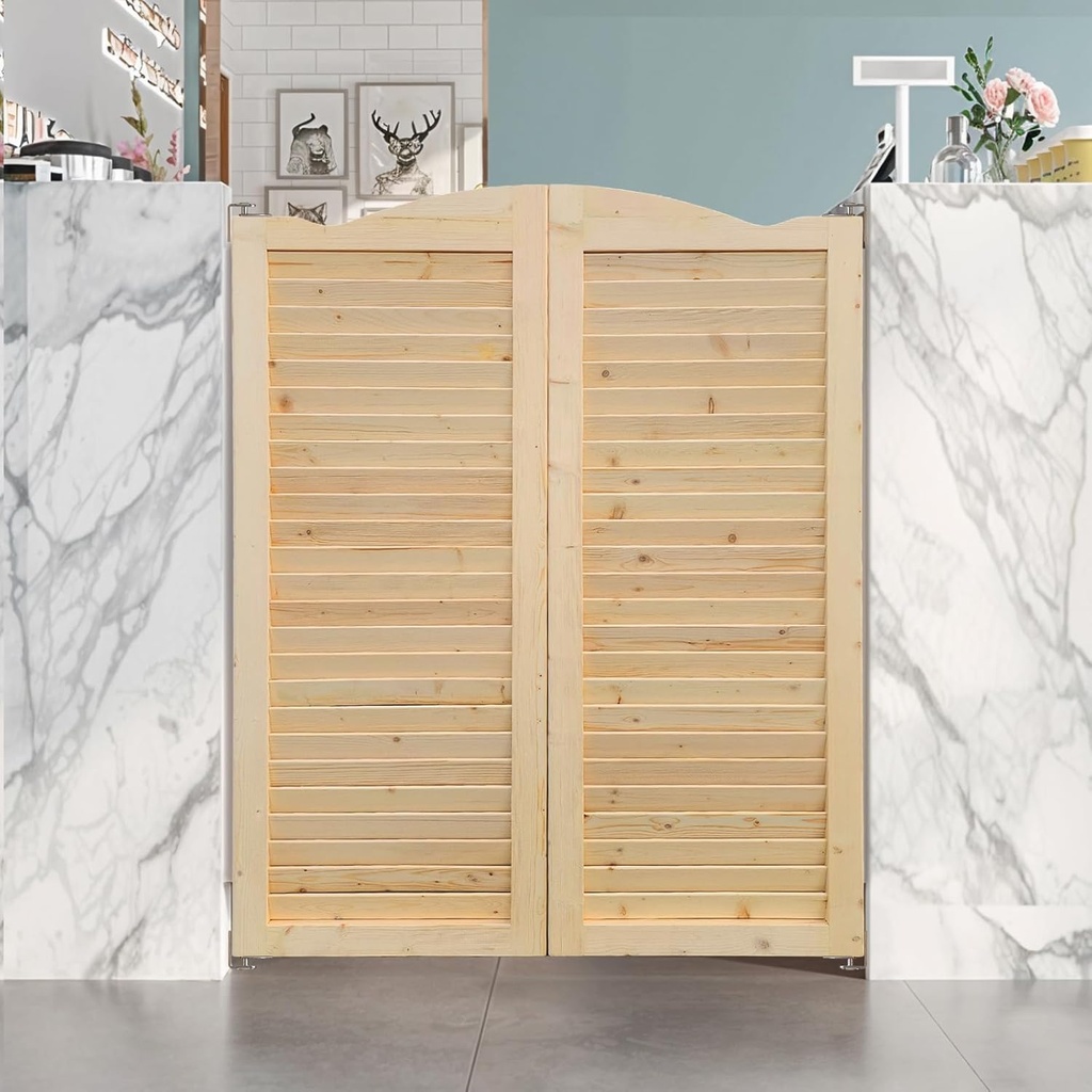 S&Z TOPHAND® 36in x 42in Swinging Louvered Cafe Doors,Solid Wood, Room Divider, Home, Kitchen, Bar