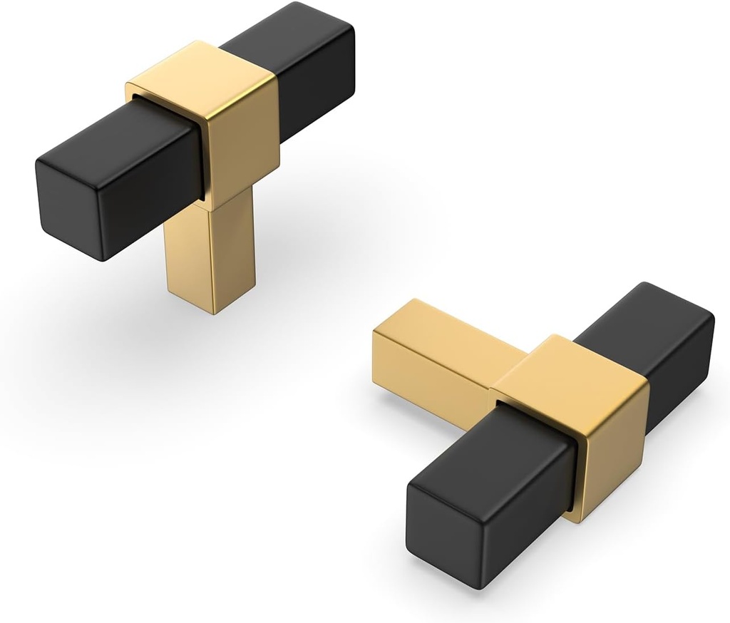 goldenwarm 10 Pack Cabinet Knobs Black and Gold Kitchen Cabinet Knobs Round Drawer Pulls for Bathroom Kitchen Bedroom, Zinc Alloy