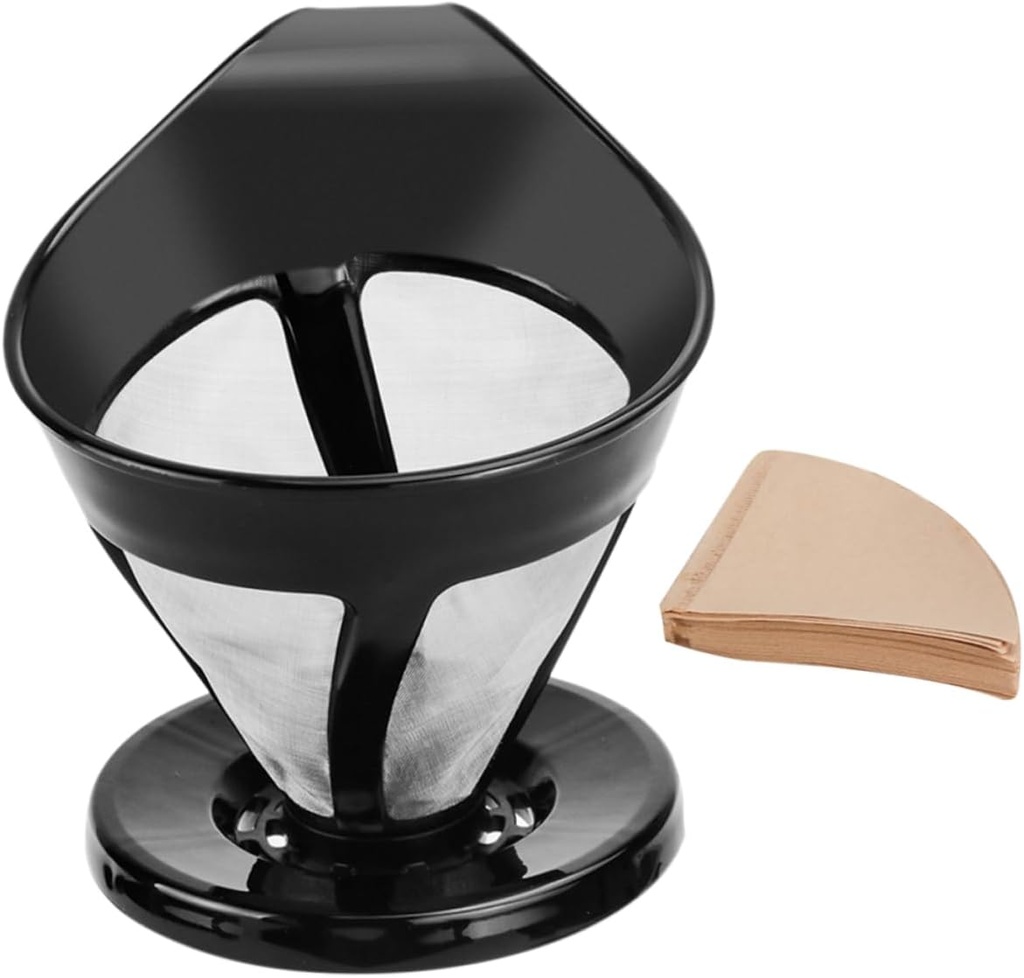 Garneck Reusable Stainless Steel Coffee Dripper with Filter Paper Cups Precision Coffee Filter for Manual Hand Drip Brewing and Tea Enthusiasts