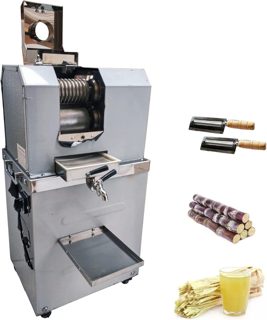 INTSUPERMAI Sugar Cane Press Juicer Machine Electric Sugar Cane Juicer Extractor Machine 110V with 4 Rollers and 4 Casters for Sugarcane Sweet Sorghum Extractor Pressing