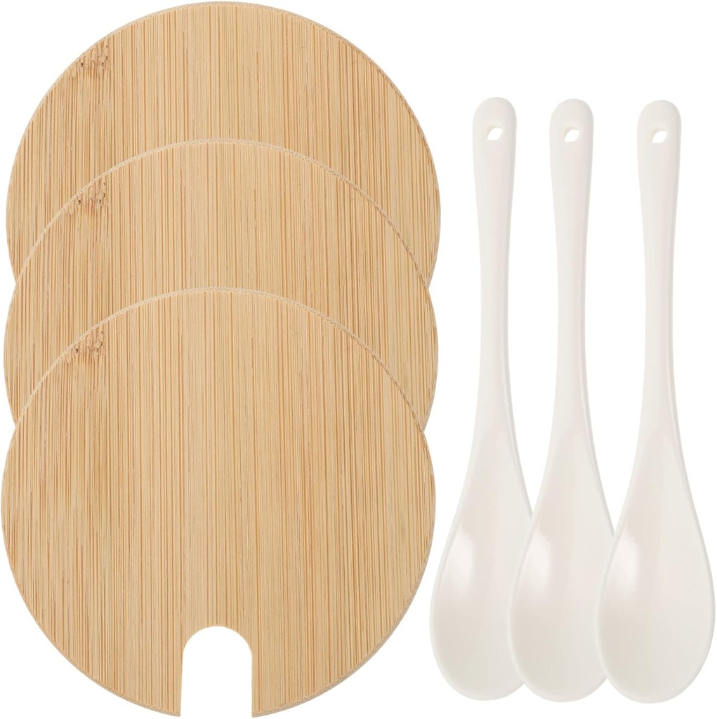 Bamboo Tea Cup Lid Spoons Airtight Cup Covers for Drinks Scoop Tiny Spoons for Tea Party