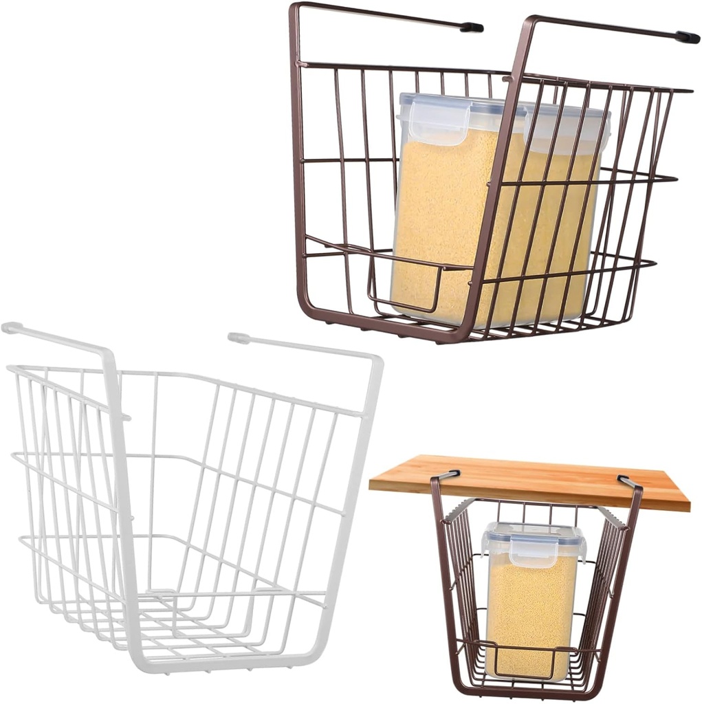 PRETYZOOM 2pcs under Shelf Baskets Kitchen Organizer for Storage Iron Material Baskets Sturdy Hooks