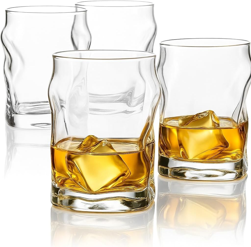 4 Pack Tumbler Iced Tea Glasses – 16 oz Clear Drinking Whiskey Glasses for Water, Juice, and Cocktails – Glass Cups for Everyday Use & Cocktail Parties – Dishwasher Safe