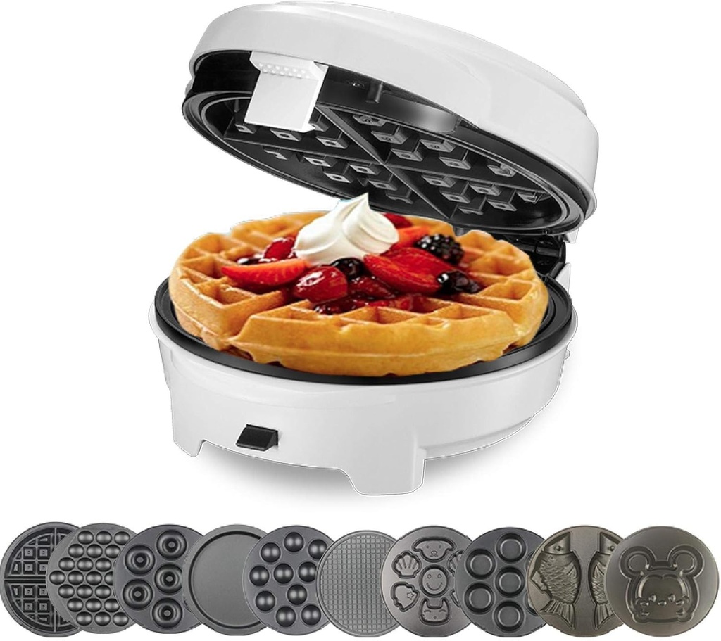 Waffle maker, Home DIY Waffle Maker, Multi-function Egg Roll Cake Muffin Waffle Maker Egg Machine Electric Baking Pan Automatic 10pcs mold