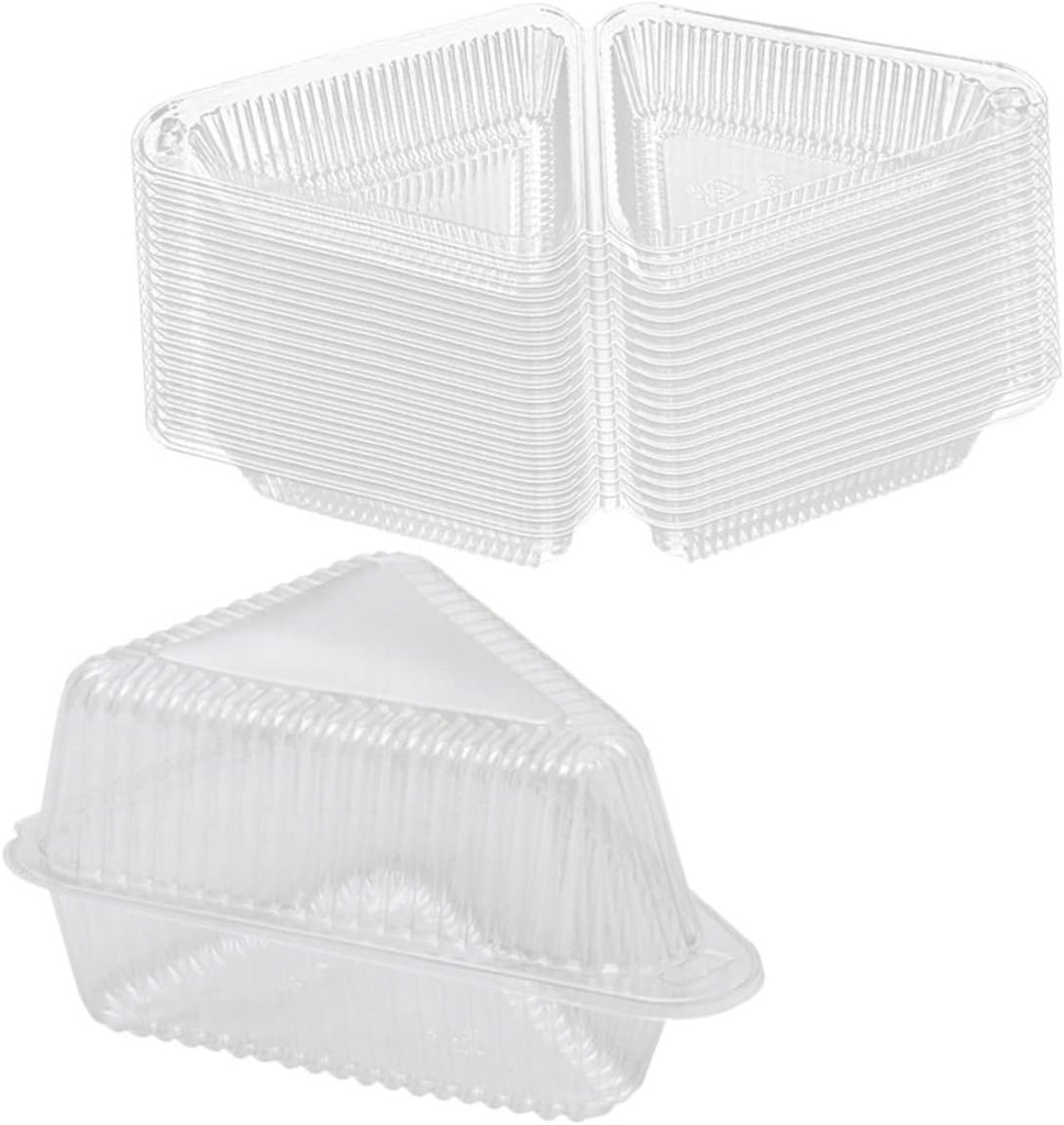 50Pcs Transparent Cake Slice Carrier Sturdy Cake Boxes for Sliced Cheese Leak Containers Material Stackable Design