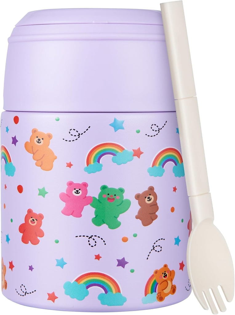 10oz Soup Thermo for Hot Food Kids Insulated Food Jar Container with Spoon Width Mouth Stainless Steel Leak Proof Thermo Lunch Box for School Travel