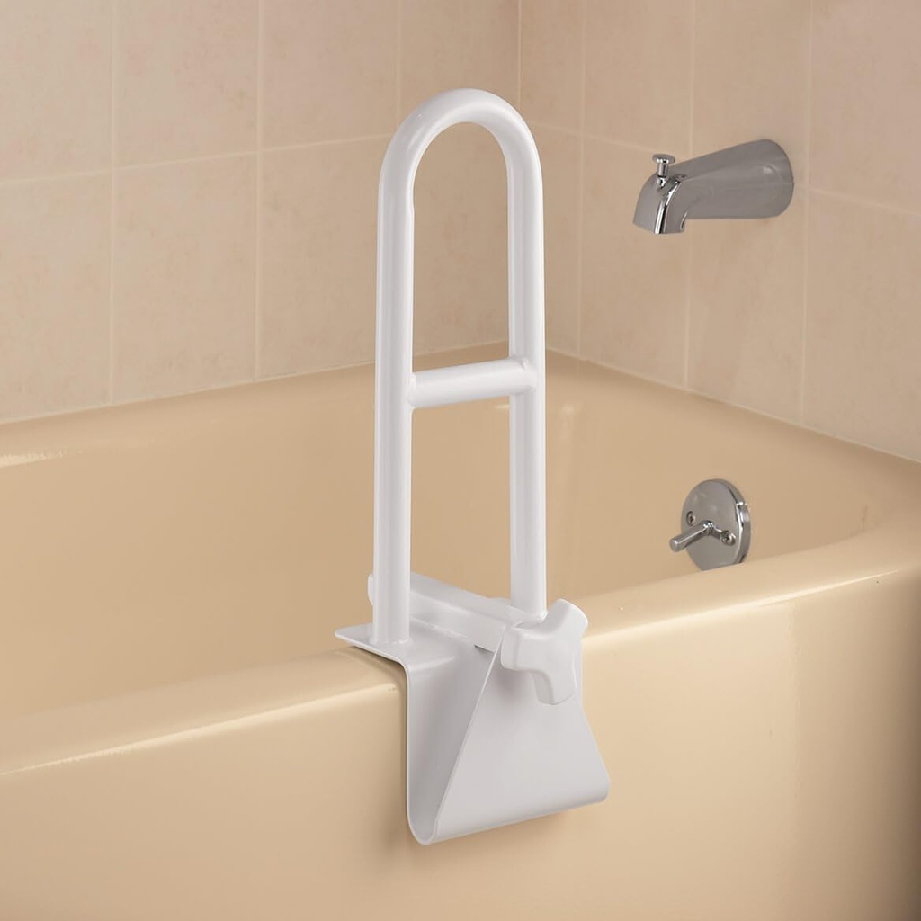 WalterDrake Easy Grip Adjustable Tub Bar – Safety Grab Handle for The Bathtub – Easy to Mount on Tub Rail – Supports up to 250 lbs - White