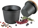 Zassenhaus Cast Iron Spice Grinder Set with Beech Wood Lid, Spice Mill, Herb and Seed Grinder, 3 Inches (Black)