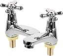 Veemoon 1 Pair Metal Water Tap Replacement Silver Basin Tap Faucet Short Spout Faucet Mop Sink ABS Water Retro Single Hole for Bathroom Basin Hot Cold,4.92 X 4.72 X 1.65 Inches (Zinc Alloy)
