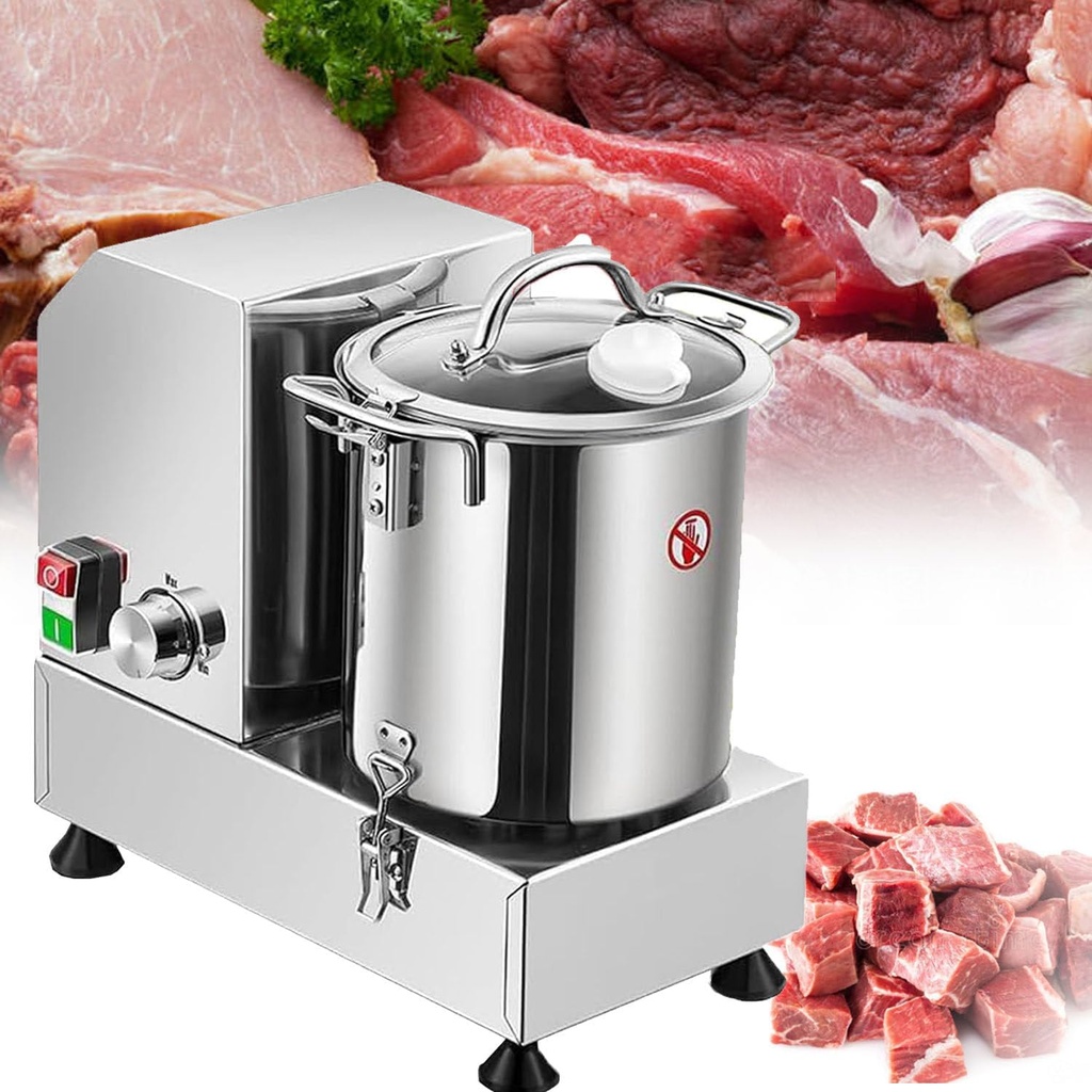 Automatic Food Processor for Restaurant/Home Kitchen, 6/9/15L Commercial Vegetable Chopper Meat Grinder, Food Processor & Vegetable Chopper, Fully Stainless Steel Body & Blade,6L