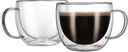 CNGLASS Double Wall Glass Cappuccino Mugs 8.1oz,Clear Insulated Glass Coffee Mug with Handle for Espresso,Latte,Tea,Set of 2