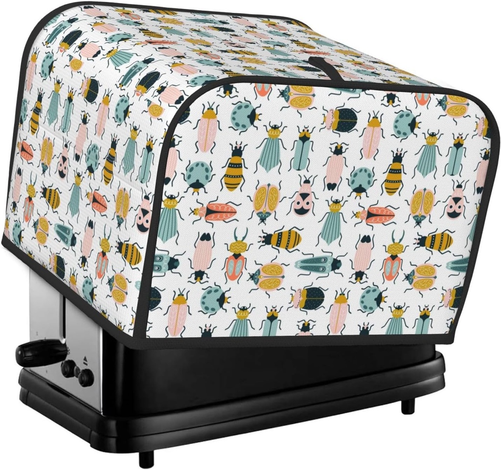 Oven Cover Kitchen Bread Machine Protector,4 Slice Toaster Cover For Home,Fingerprint Coaster Cover,Kitchen Small Appliance,Colorful Insects