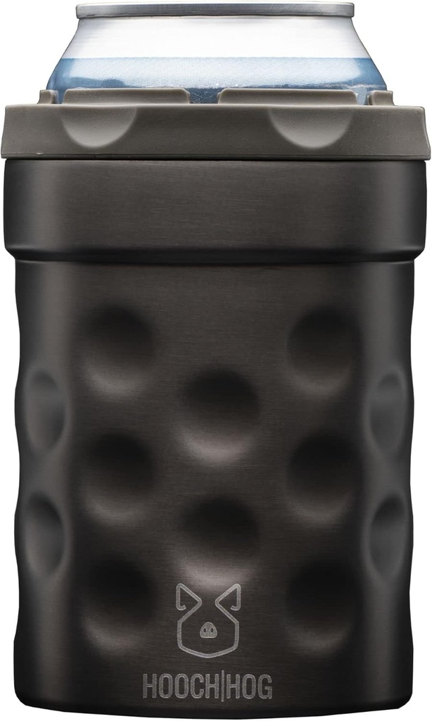 Hooch|Hog Soda Can Holder & Beer Coozies for Bottles | Insulated Cooler for 12 oz. Standard Size Cans | "The Shorty" Collection (Gunmetal)