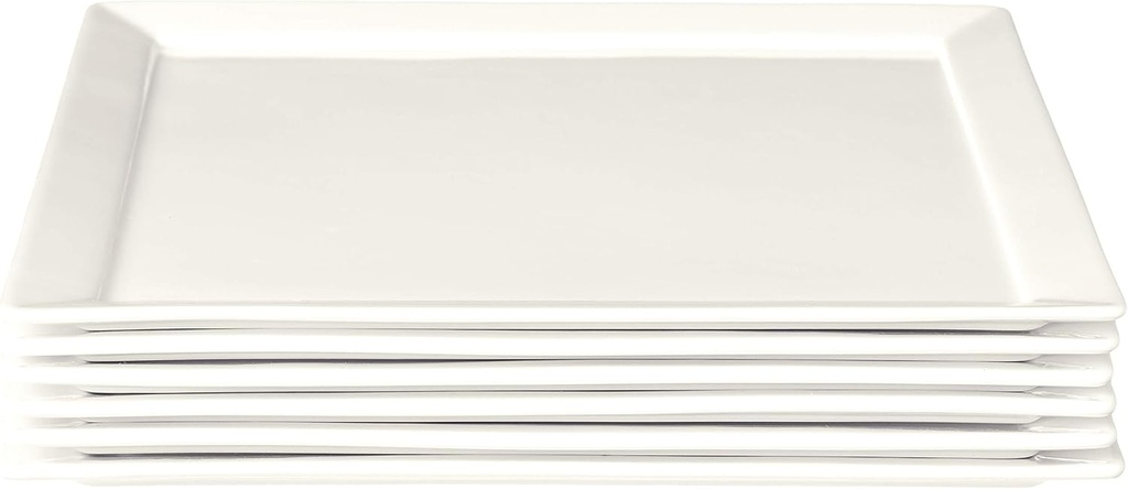 Fortessa Fortaluxe SuperWhite Vitrified China Dinnerware, Tavola 12-Inch Square Flat Bottom Plates, Set of 6