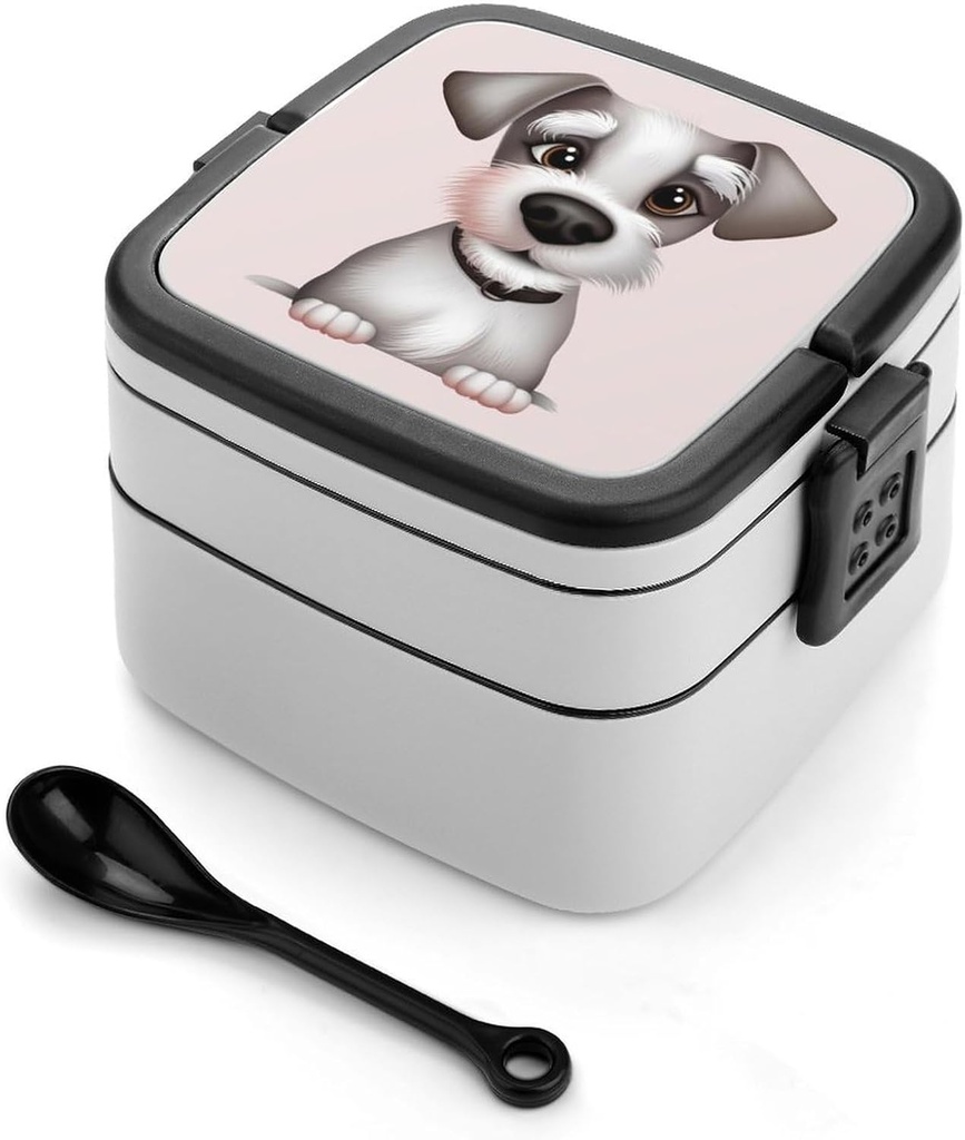 Bento Lunch Box for Women Lunch Containers for Adults Dog Double Layered Lunchbox Large Capacity Bento Box with Cutlery for Work Picnic Camping Travel