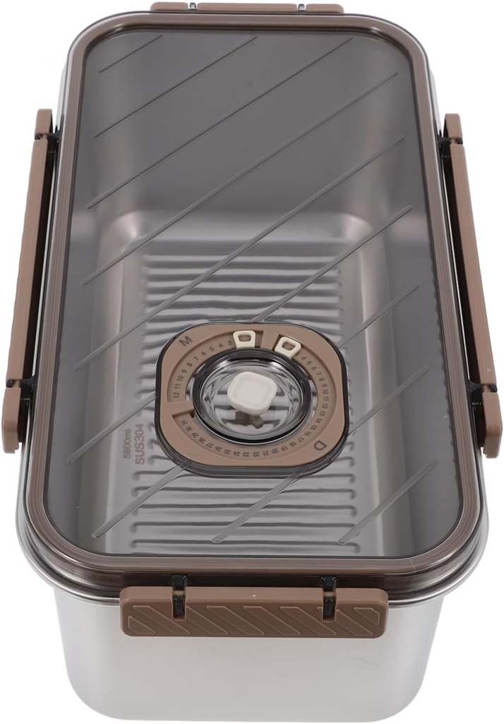 Stainless Steel Airtight Food Container with Date Lid Portable Storage Box for Fruits Vegetables Snacks Meal Prep for Kitchen Organization Camping Picnics