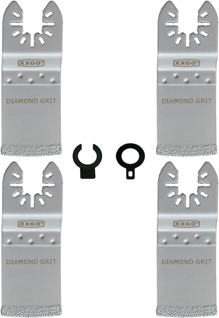 XXGO 4 Pcs Oscillating Multi Tool Diamond Blades for Grout Removal Oscillating Tool Flush Cutting Tile Masonry Diamond Blades Compatible with Bosch Dremel Fein Makita Milwaukee Ridgid Ryobi XG3304D