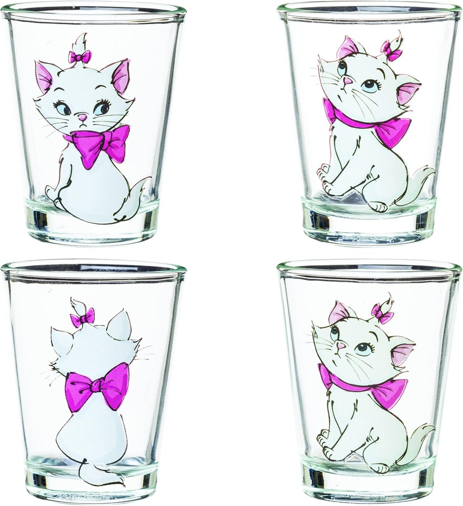 Silver Buffalo Disney Aristocats Featuring Marie 4 Pack Mini Glasses, 1.5 Ounces