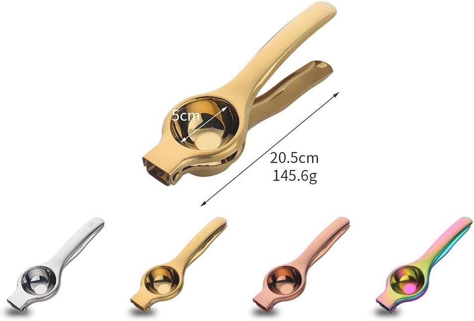 Stainless Steel Manual Lemon Lime Squeezer,Metal Juicer Citrus Press Juicer- Handheld Lemon Juicer with Solid Squeezer Bowl, Extracting Lemon Juice and More Fruit-Rainbow Color