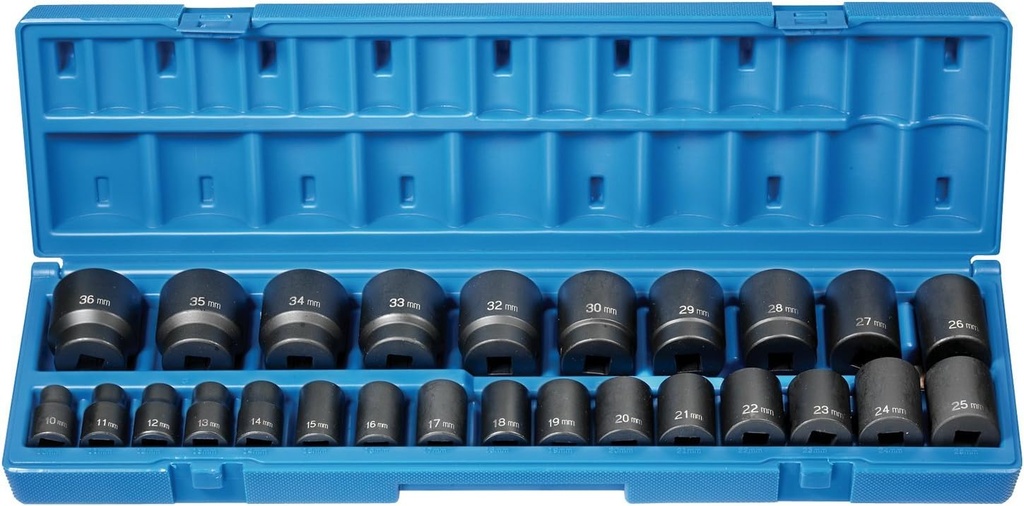 Grey Pneumatic (1726M) 1/2" Drive 26-Piece 12-Point Standard Length Metric Socket Set