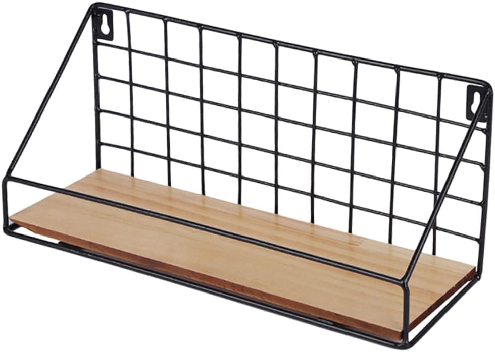 Ciieeo Creative Wall Hanging Storage Basket Stylish Iron Craft Shelf for Books Plants Accessories Black Kitchen Bathroom Organization