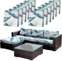 12Pcs Stretch Patio Cushion Covers Outdoor Couch Cover Replacement,Outdoor Sofa Covers for Patio Couch,Washable Furniture Cover (Tropical Flavor,Cushions Not Included)